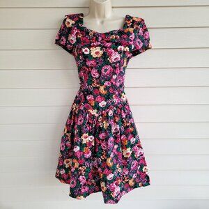Vintage 90s Paris sport club cotton dress with built in crinoline